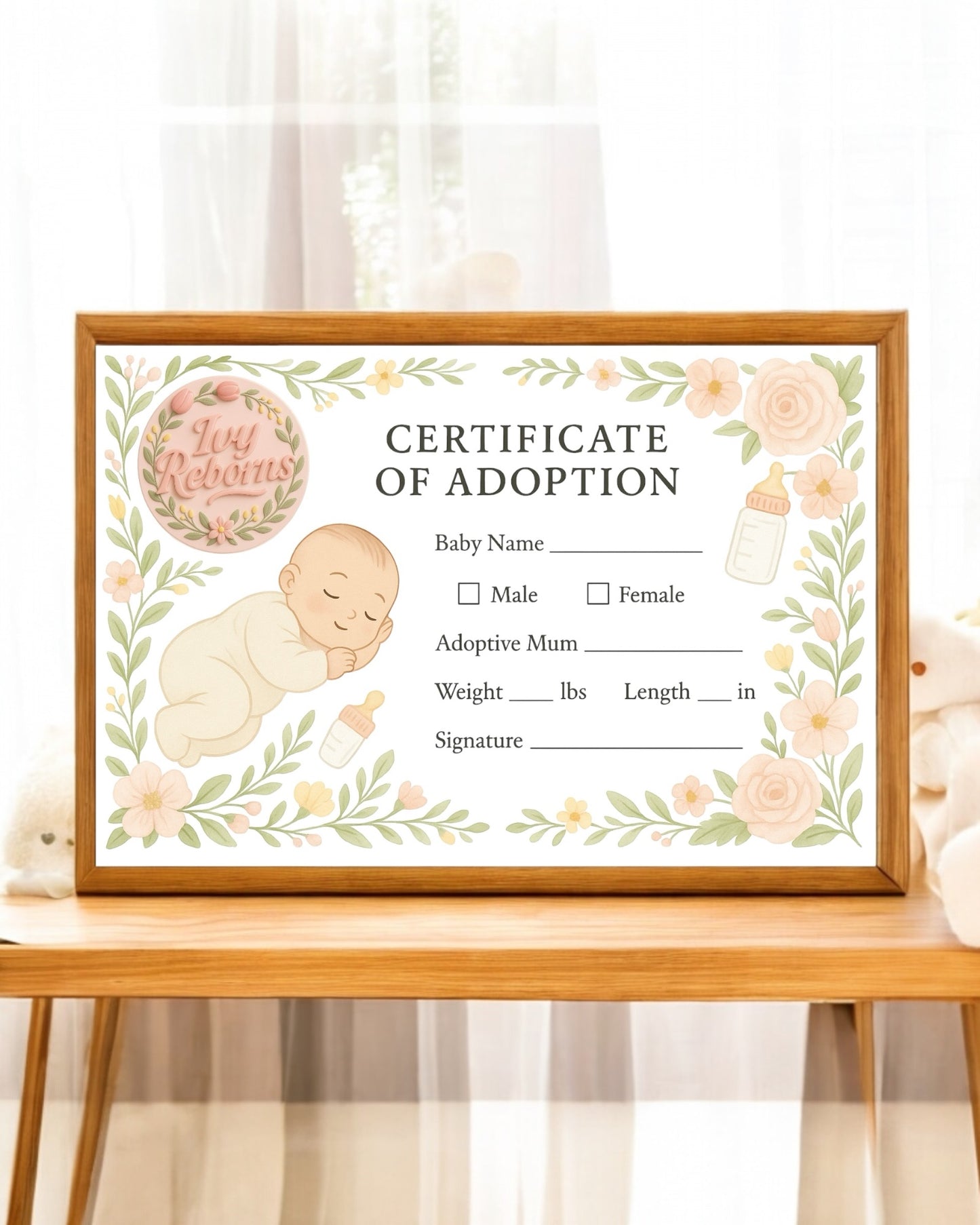 A4 Printed Reborn Adoption Certificate